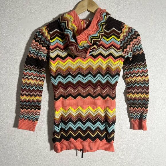 Missoni x Target Zig Zag Chevron Print Girl’s Hooded Zipper Sweater Size M - Picture 2 of 6